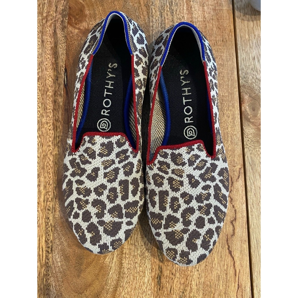 Rothy's Mocha Spot Animal Print Knit Loafer Flats Womens Size 9